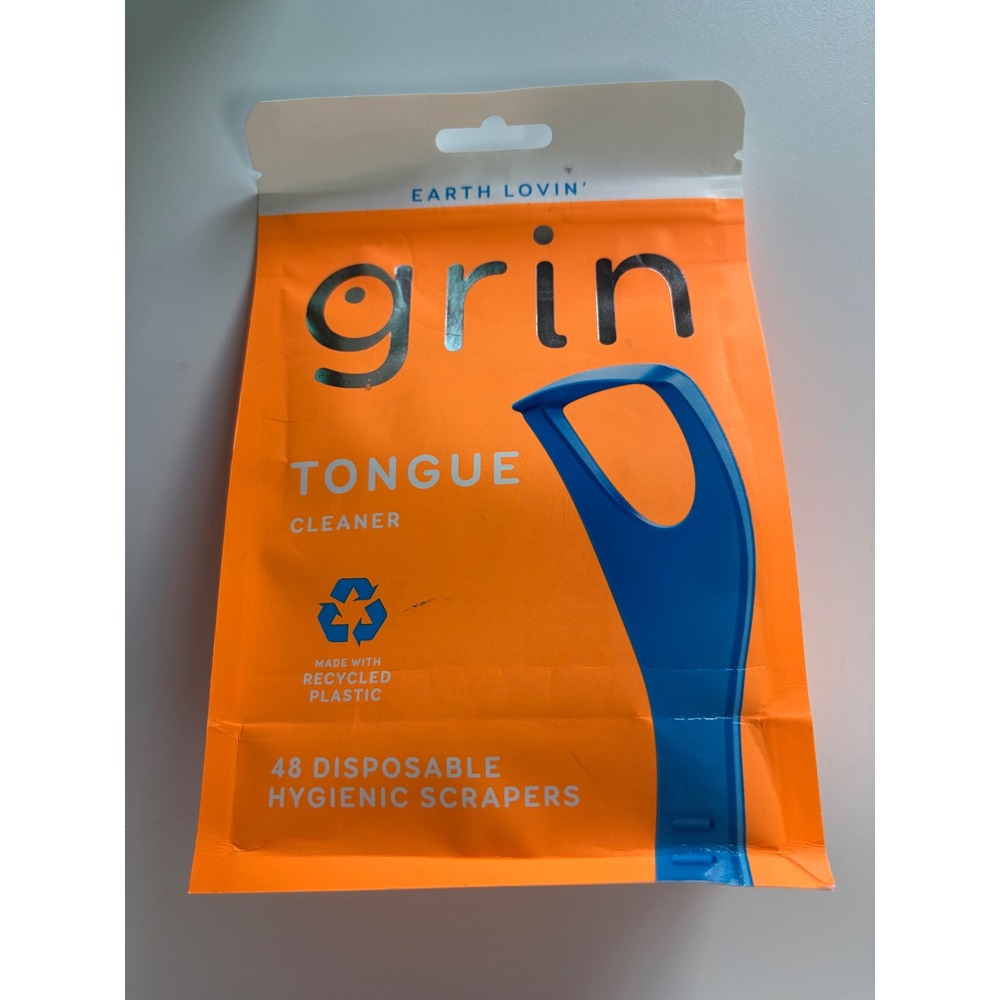 Grin Earth Lovin Tongue Cleaner 48 Count Disposable Hygienic Scrapers Blue